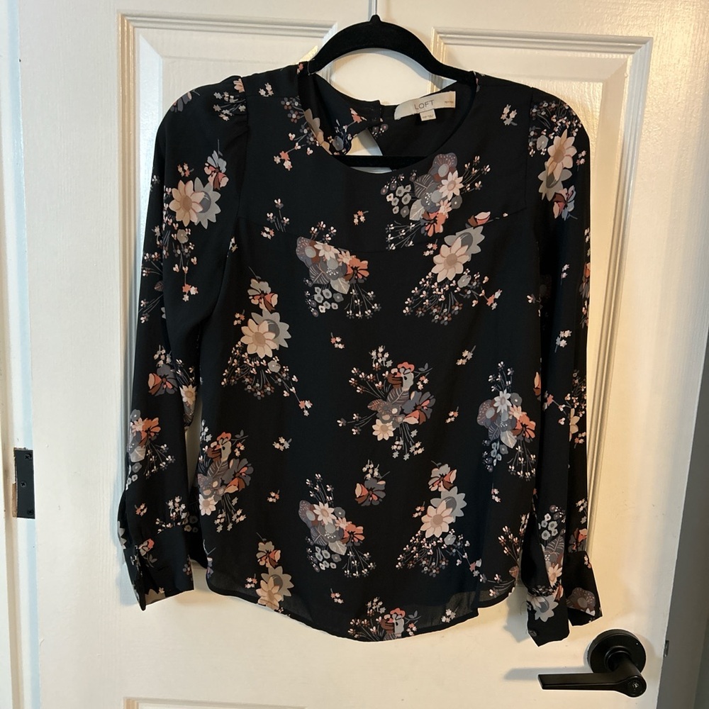 Loft XS Petite black blouse